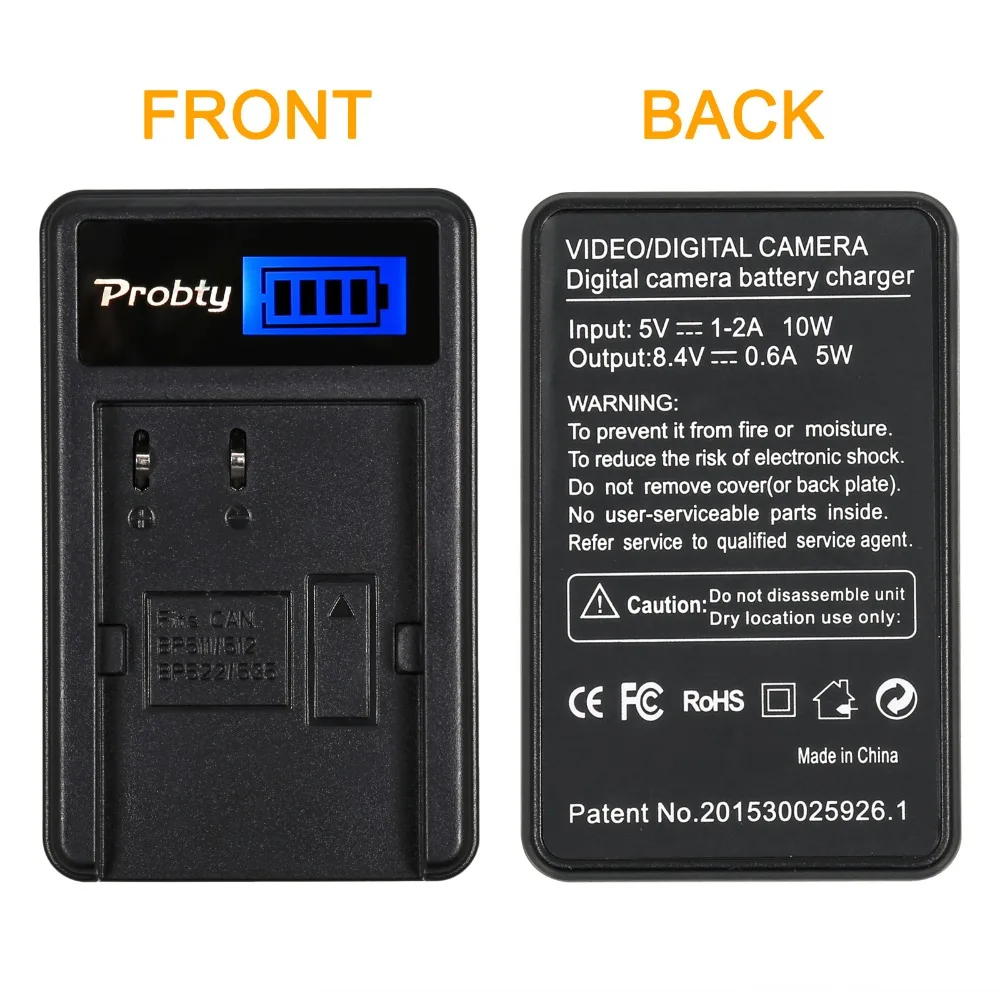 Зарядное устройство Probty BP-511 BP 511 BP511 с ЖК-дисплеем и 2 USB-портами для Canon 40D 300D 5D 20D 30D