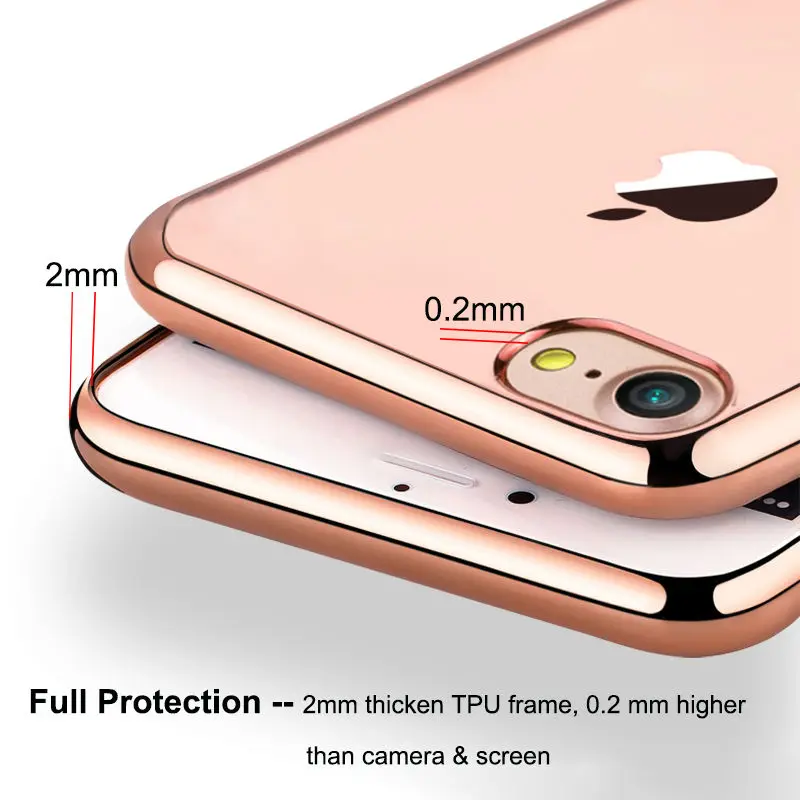 Прозрачный мягкий чехол из ТПУ для iPhone 8 6 7 утолщенная рамка телефона plus |