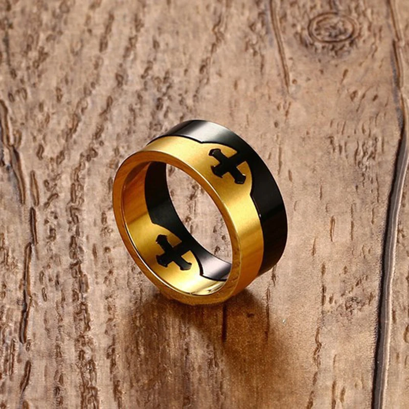 Splicing Combination Stainless Steel Separable Cross Ring Men's Fashion Jewelry Jesus Crucifix Casual Remove Design Accessories |