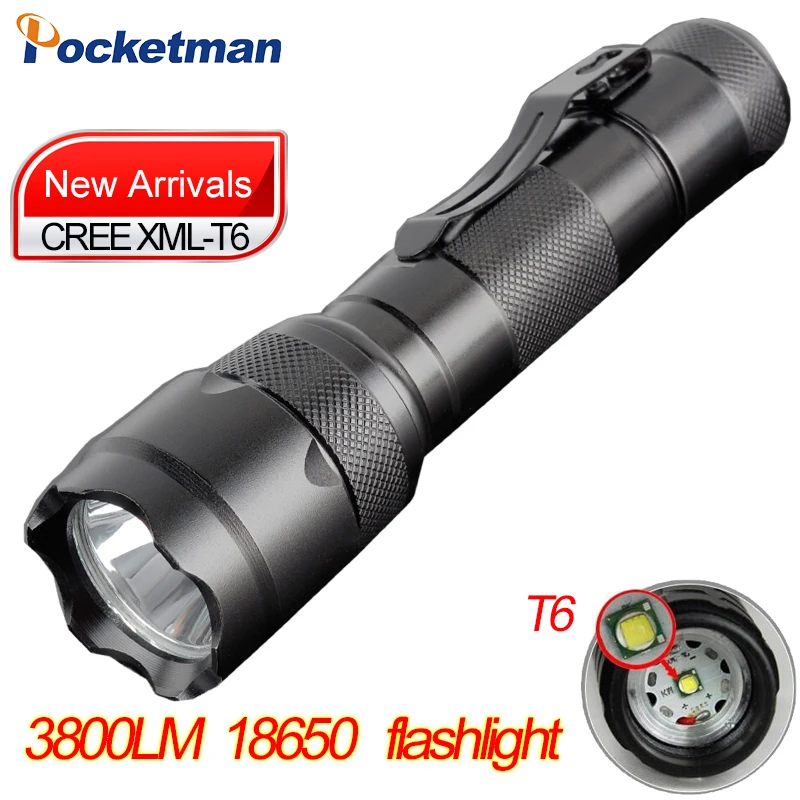 Алюминиевый светодиодный фонарик XML T6 High/Middle/Low/Flash/SOS 5 режимов 3 7 В высокомощная