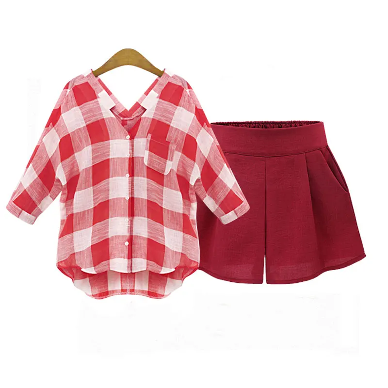 Women Blouses 2019 Fashion Long Sleeve V-Neck Shirt Red Grid Blouse Casual Tops Plus Size Blusas Femininas |