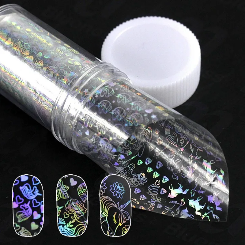 Голографическая Лазерная Фольга для ногтей в одной коробке 4*100 см Геометрическая