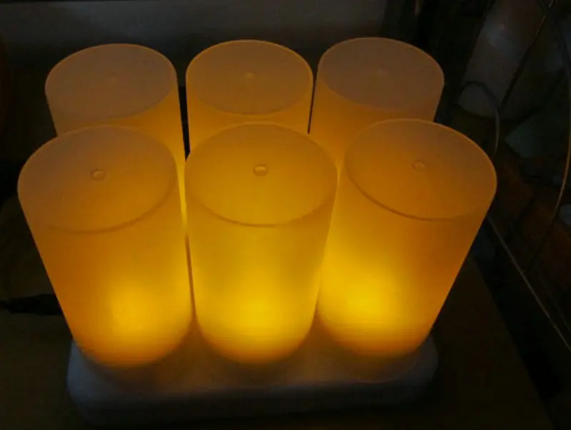 Набор из 6 матовых перезаряжаемых беспламенных светодиодных чайных свечей с