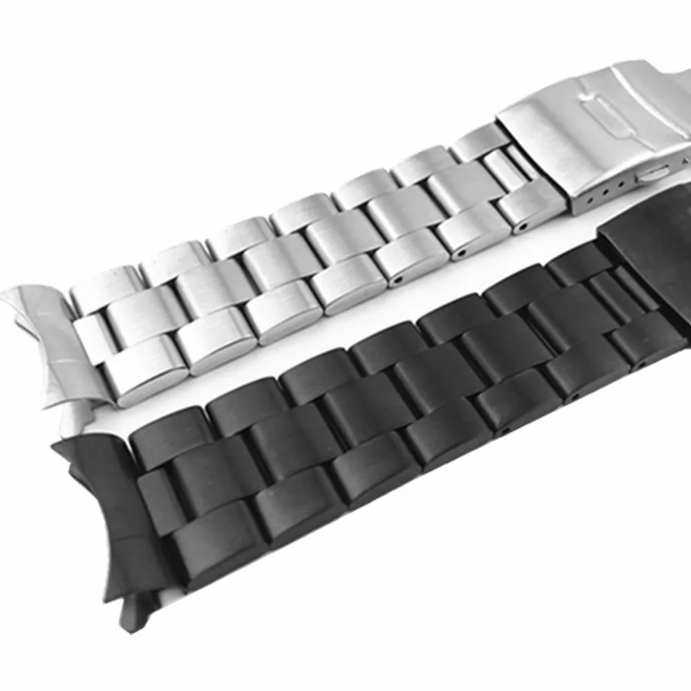 20 22mm Solid Curved Ends Stainless Steel Link Bracelet Wrist Watch Band Men Watches Bands Strap watch Replacement