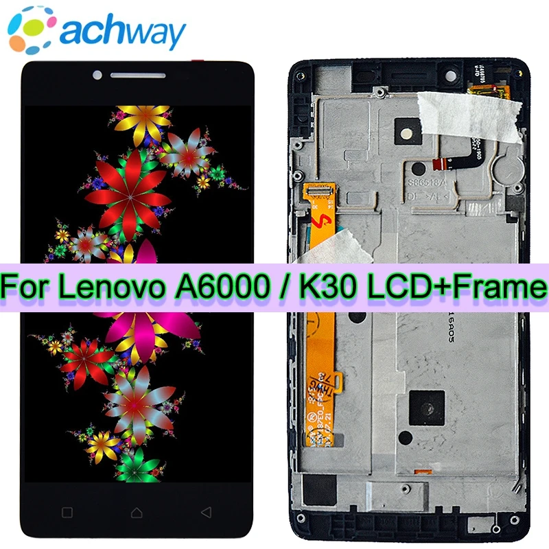 ЖК дисплей для Lenovo A6000 5 0 дюйма дигитайзер сенсорного экрана в сборе с рамкой