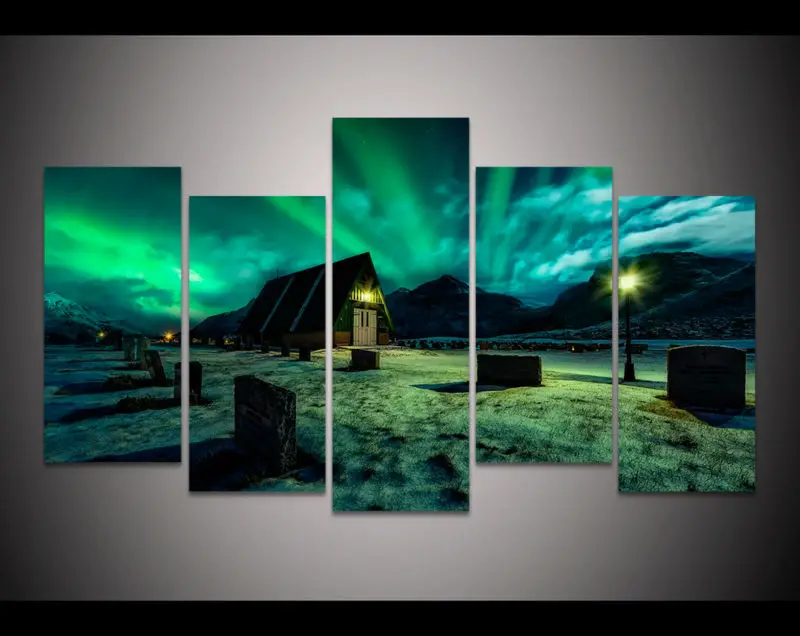 Картина Starburst over Aurora Borealis домашний декор настенная живопись на холсте для