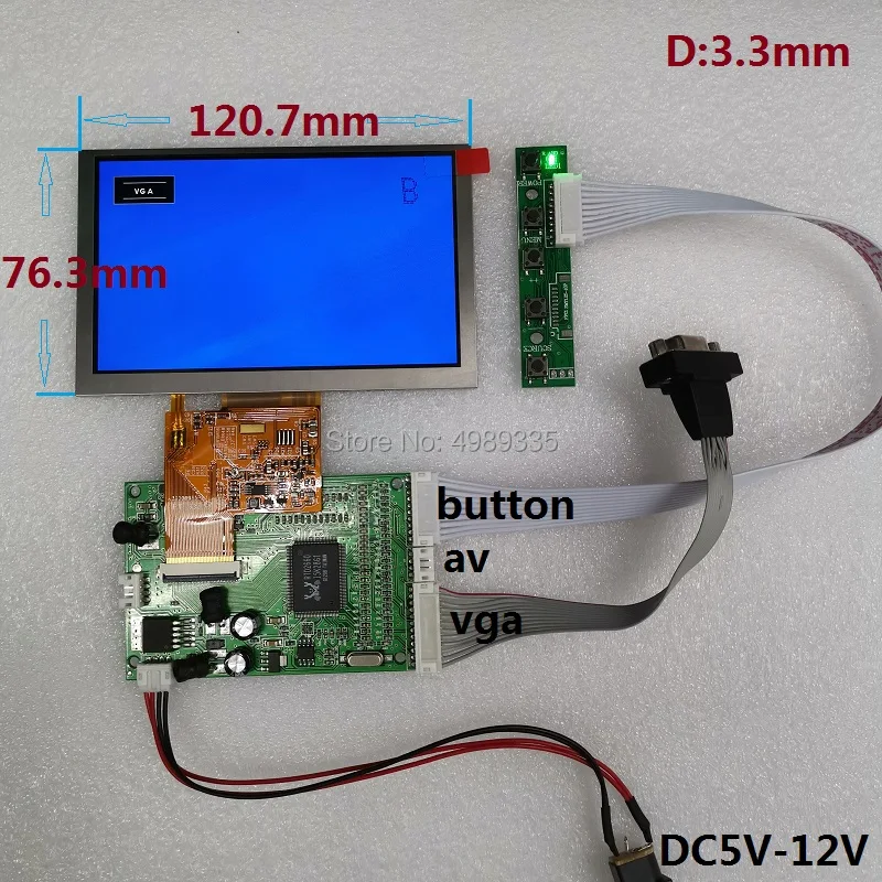 Комплект 5 дюймового модуля дисплея VGA AV канал сигнала для Raspberry Pi и решение