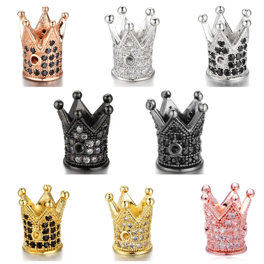 4 цвета Модная металлическая медная микро паве Корона белый черный кубический