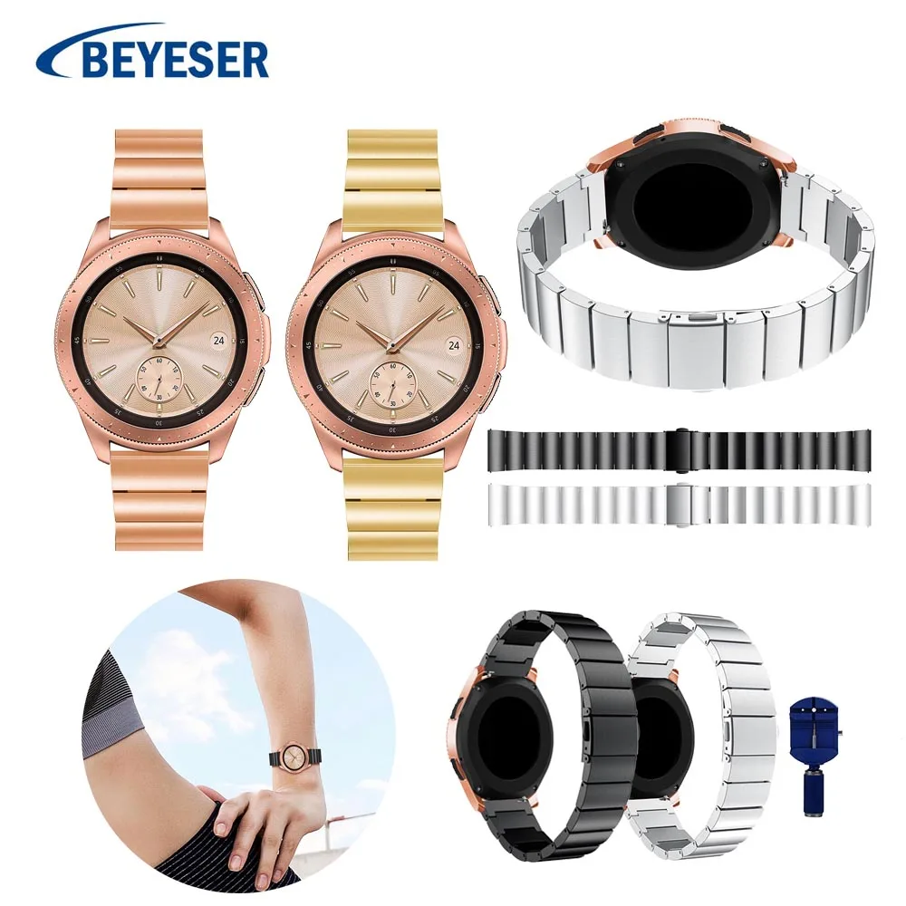 20 мм браслет из нержавеющей стали для Samsung Gear Sport S2 часы Бизнес Замена Браслет