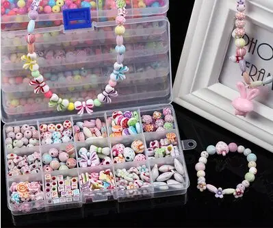 Пластиковые акриловые бусины набор аксессуаров DIY Браслеты-игрушки ювелирные изделия делая Бисер для детей набор Творческие подарки для детей подарочный набор - Цвет: Puzzle 04