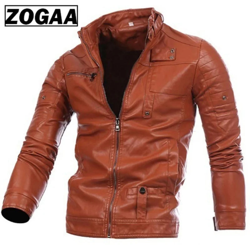 Мужская куртка с длинным рукавом ZOGAA хлопковая однотонная мотоциклетная на