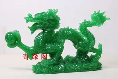 Jade green Dragon ornament Golden Town House Getting rich and ascending resin crafts sculpture decoration statues Home | Дом и сад