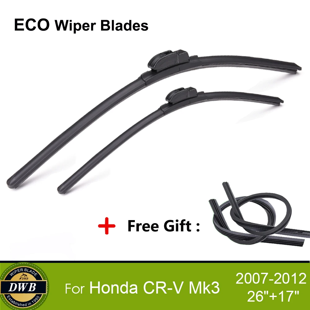 

2Pcs ECO Wiper Blades for Honda CR-V Mk3 2007-2012 26"+17", Free gift 2Pcs Rubbers, New Windshield Wipers