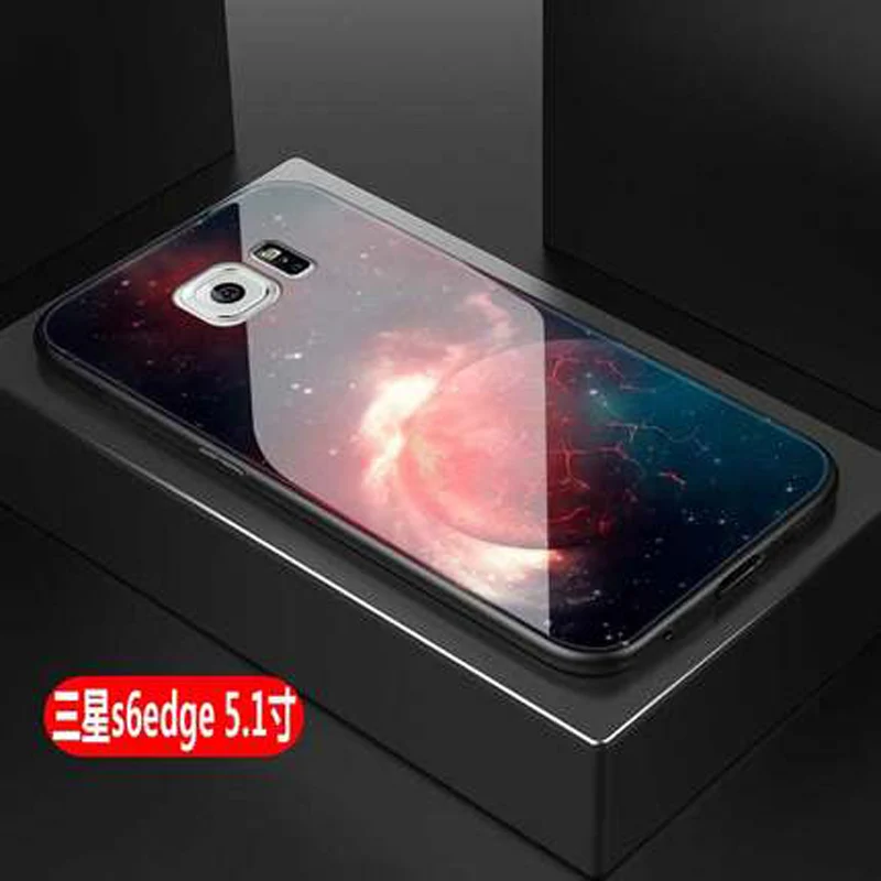 Tempered Glass Case For Samsung Galaxy S6 Edge+ Soft Silicone Frame Hard Back Cover G9280 Cases shell | Мобильные телефоны и