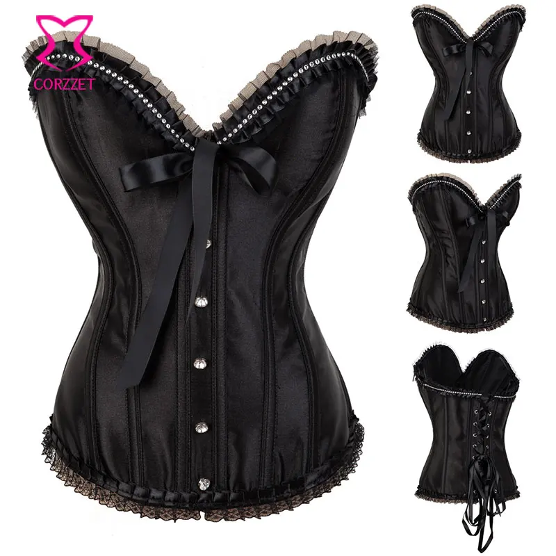 Горный хрусталь и викторианская кружевная отделка Элегантный Корсет Бюстье