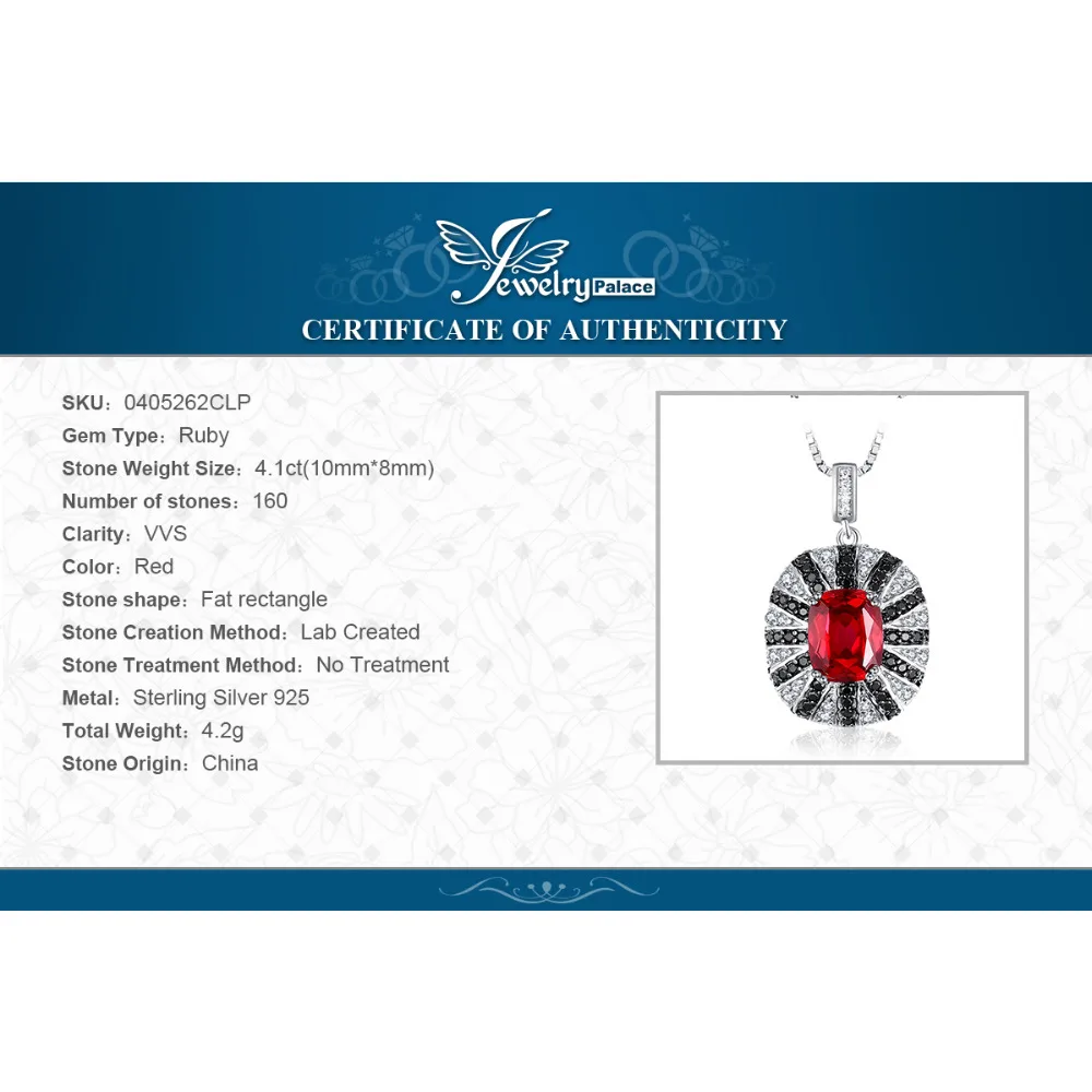 Jewelrypalace Роскошные 6ct создан Красные Рубины натуральный черный шпинелей