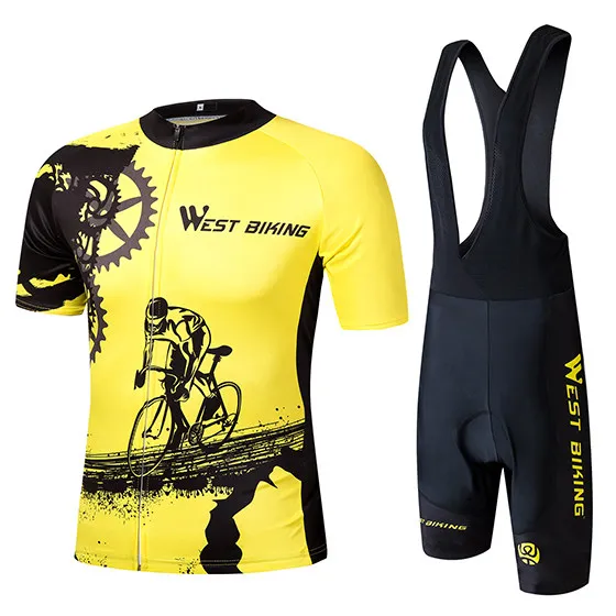 Bib Short Sets WEST BIKING, летняя мужская одежда для велоспорта, дышащая, горный велосипед, одежда для велоспорта, Ropa Ciclismo, быстросохнущая одежда для велоспорта, комплекты из Джерси - Цвет: Bib Short Sets
