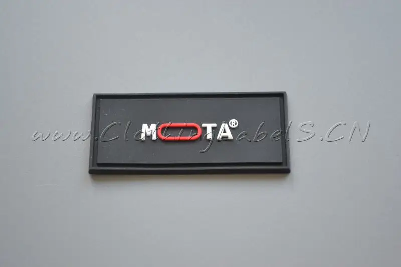 

custom rubber label, PVC material as design logo, groove line 3D effect.
