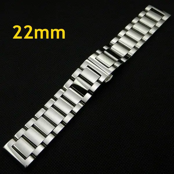 

Folding Buckle Replacement Silver Stainless Steel Men Solid Link Bracelet Wrist Band Strap 20mm Push Button GD012620