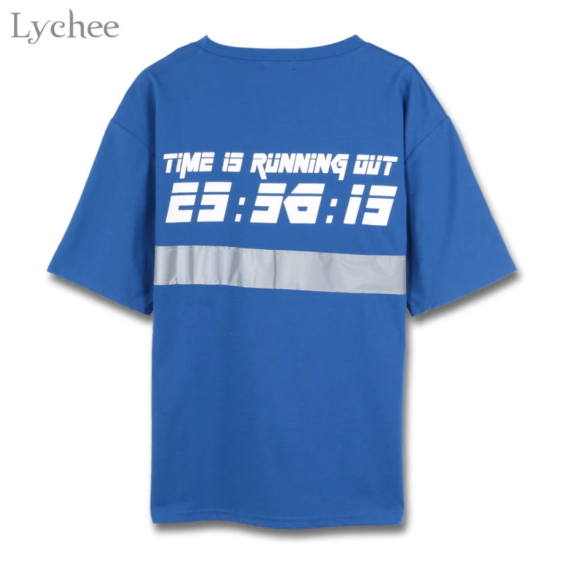 Lychee Летняя женская футболка в стиле Харадзюку панк Повседневная Свободная с