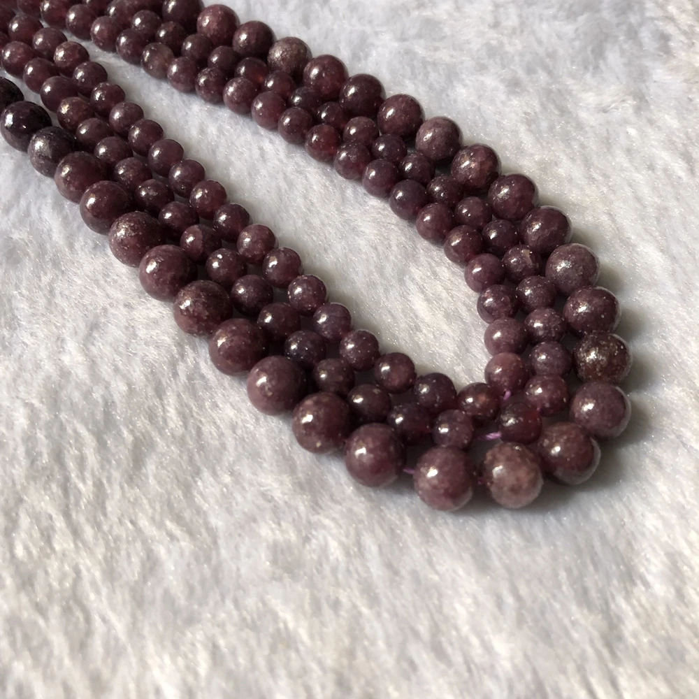 AAA Top Quality Natural Lepidolite Beads 6MM 8MM 10MM Purple Round Semi Gem Stone Jewelry Loose 1string of 15.5&quot | Украшения и