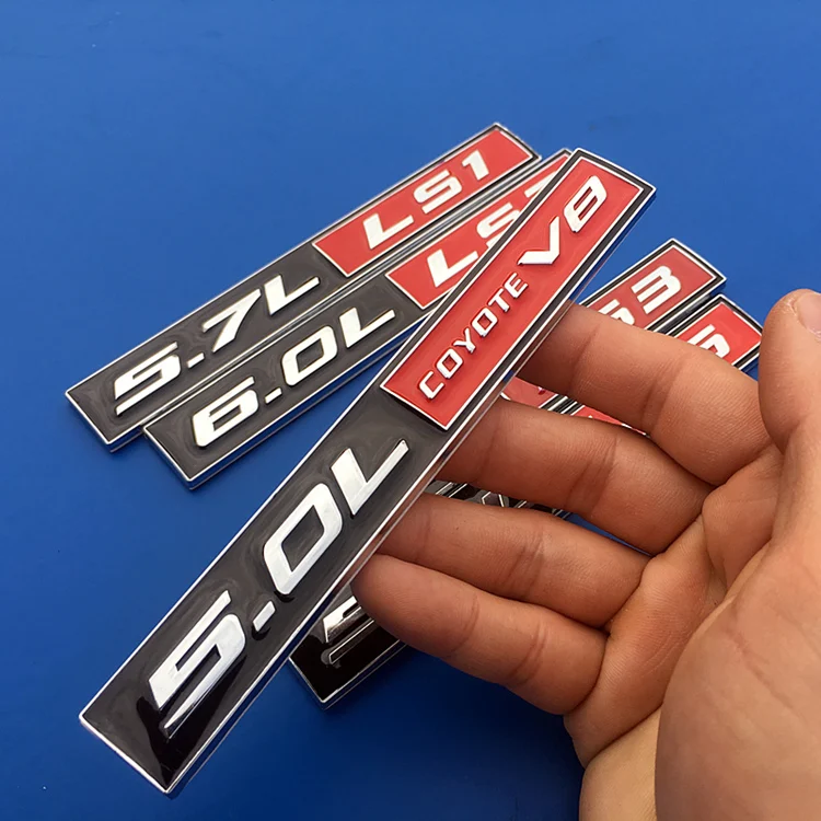 1 шт. 3D Металлическая Эмблема 5.0L 5.7L 6.0L 6.8L LS1 LS2 LS3 LS6 КАЙОТ V8 тела эмблема на багажник Стикеры для JEEP Chevrolet Ford