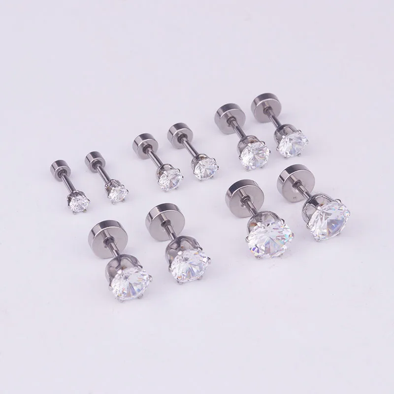Серьги гвоздики Sellsets из нержавеющей стали с фианитом серьги туннели для пирсинга