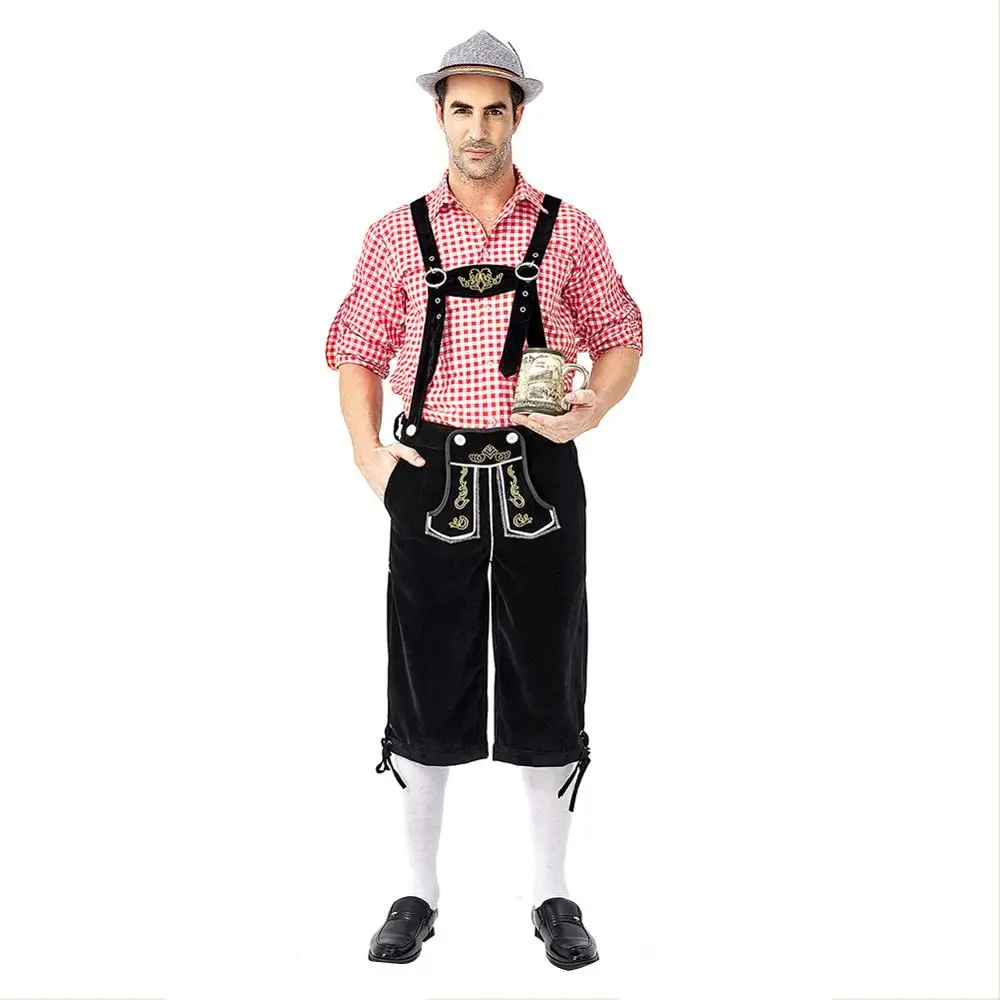 Костюм Октоберфест Lederhosen баварский Немецкий фестиваль пива черные брюки рубашки