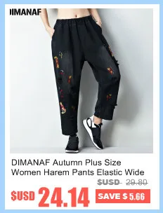 DIMANAF Plus Size Women Jeans Autumn Hole Harem Pants Floral Elastic Waist Show Thin Vintage Capris Pants Blue New Jeans
