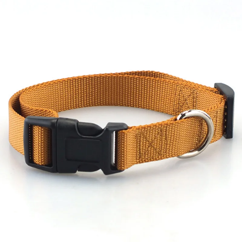 Light Brown Ошейник для собак классический однотонный основной ошейник для собак из полиэстера и нейлона с быстроразъемной пряжкой, подходит для поводка и шлейки - Цвет: Light Brown