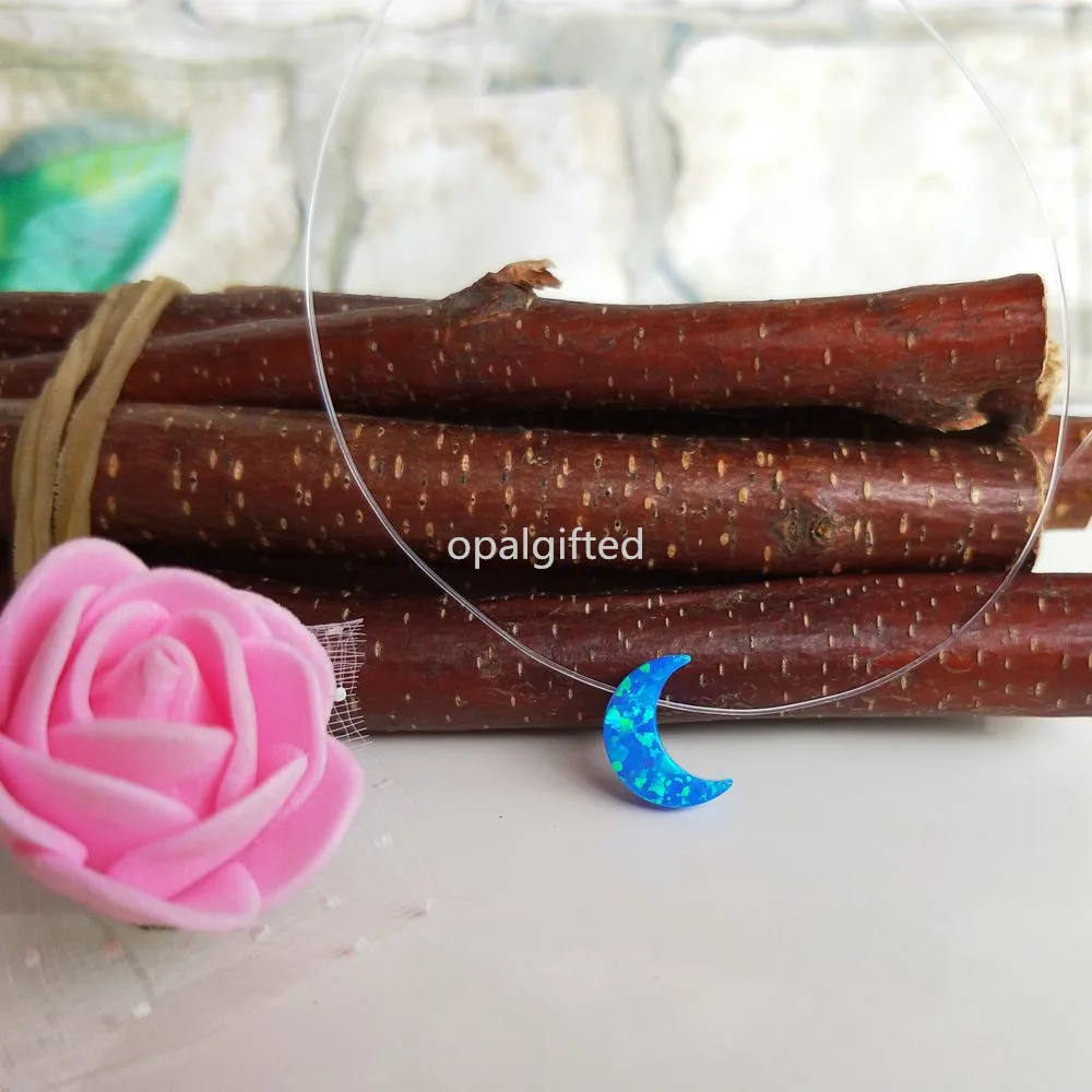 1 шт./лот OP17 Серебряная прозрачная нейлоновая цепь колье с полумесяцем опалом