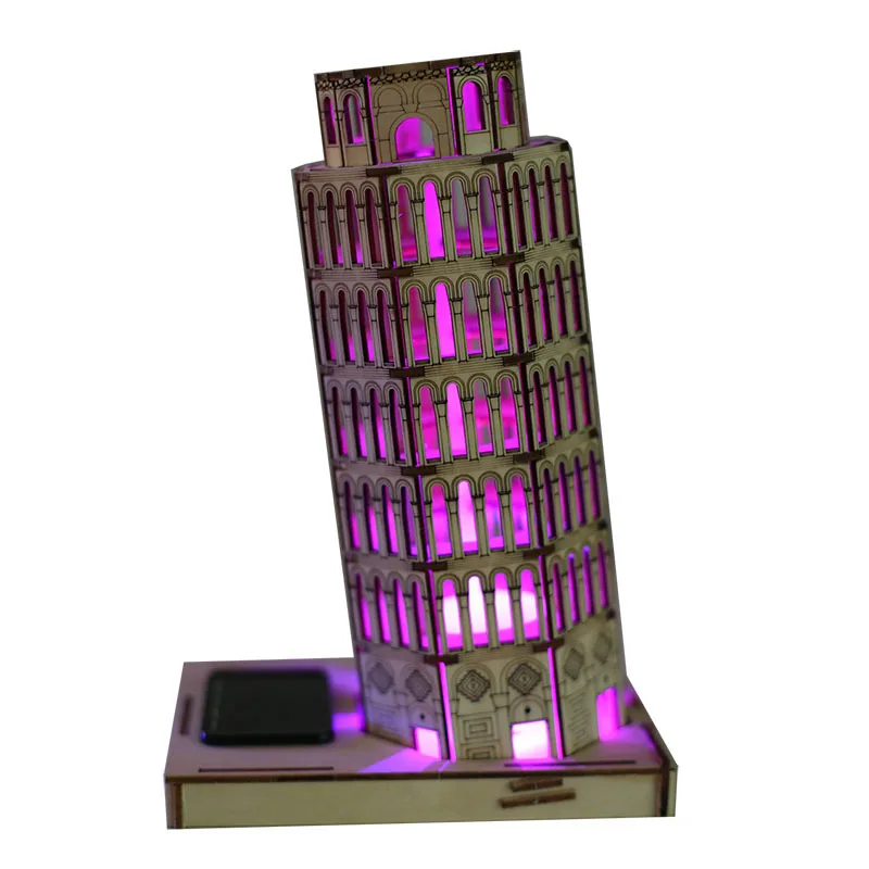 1 шт. Солнечная светящаяся 3d башня Пиза деревянная головоломка DIY Модель solare