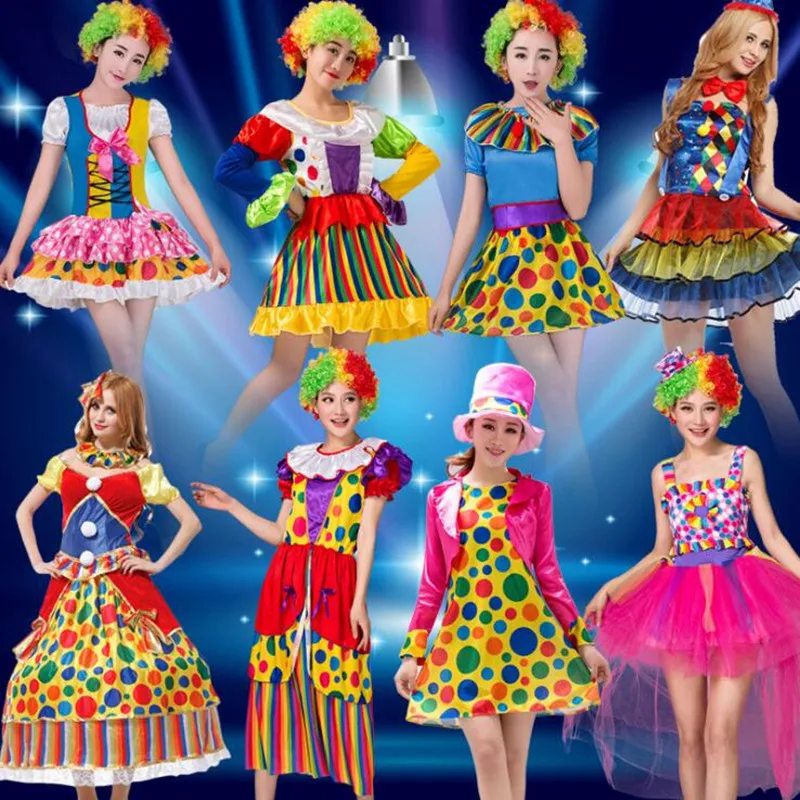 Adults Clown Costume Amusement Park Circus Performance Costumes Men Women Carnival Party Decor Purim Halloween |