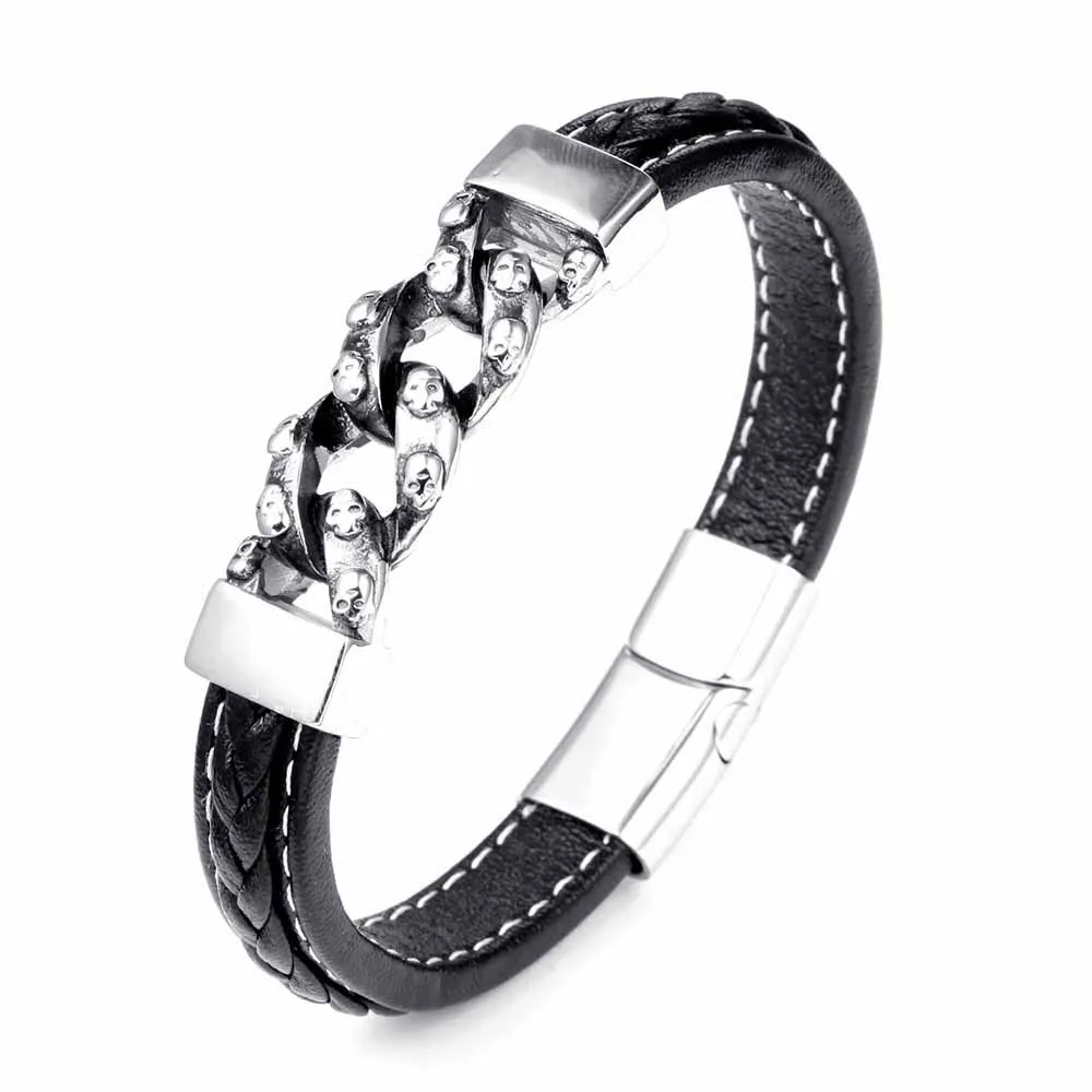 Популярный браслет из воловьей кожи кожаный нержавеющей стали влюбленных