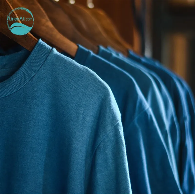 

LinenAll Retro Men & Women Cotton T-Shirt Indigo dye cotton