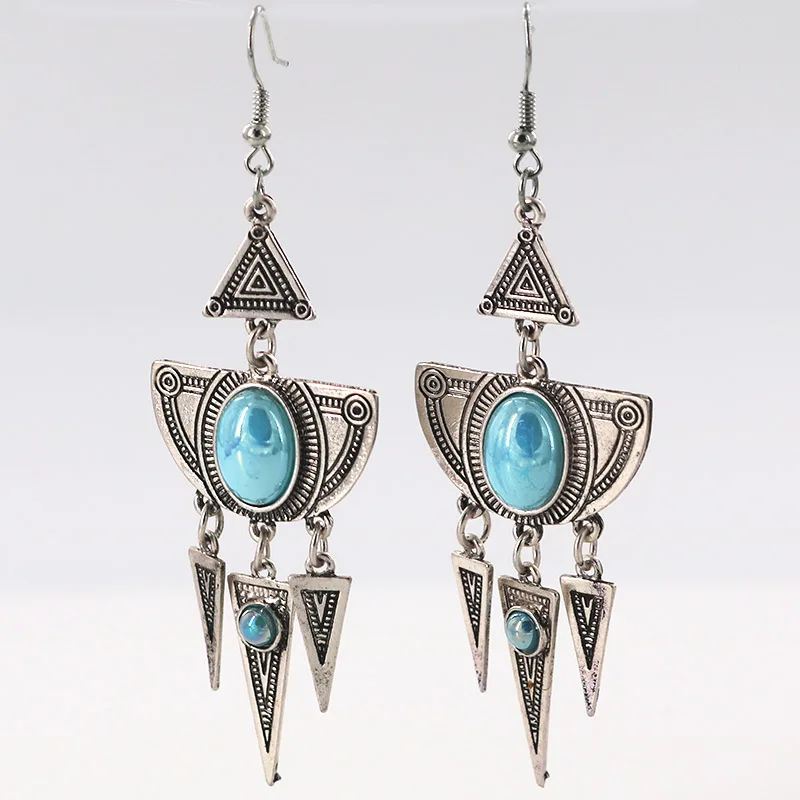 Серьги подвески в этническом стиле женские винтажные Треугольные Ювелирные