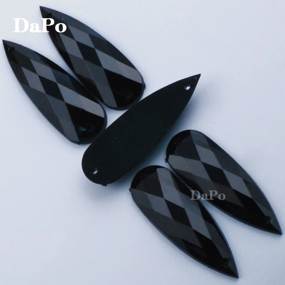 jet black Hisenlee, большие размеры, 10x30 мм, каплевидные пришивные стразы, акриловые, Пришивные, с плоской задней частью, камень для пришивания драгоценных камней, 17 цветов, для свадебной одежды - Цвет: jet black