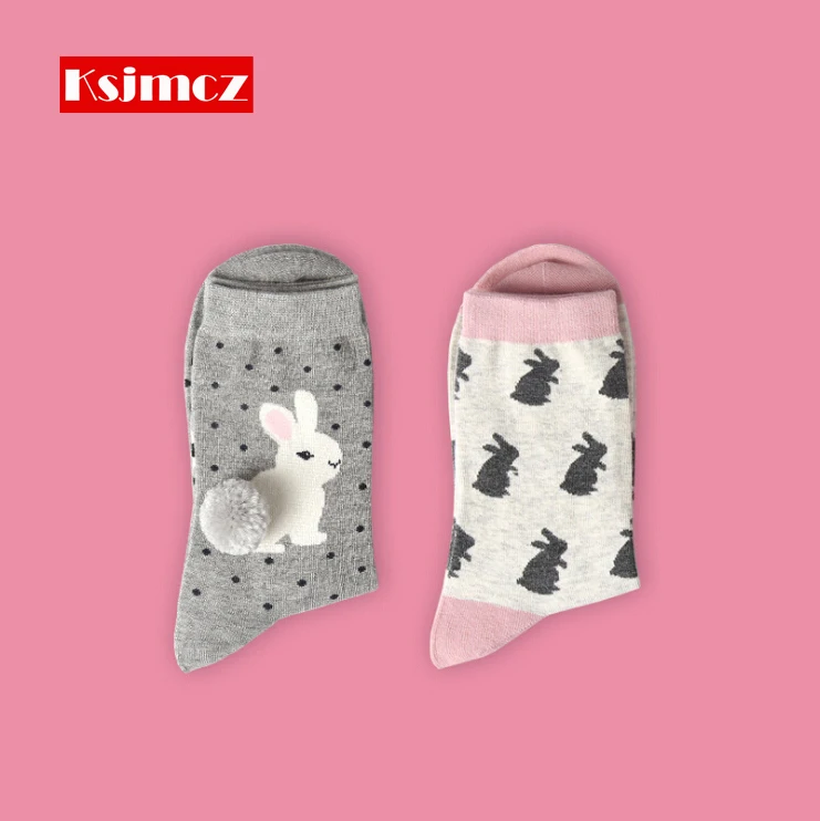 KSJMCZ Новый Fun животных история жаккардовый узор женские носки хлопок длинные без