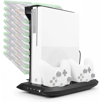 Yoteen Vertical Stand Cooling Fan for XBox One S Controller Charging Stand with Game Storage Controller Charger Game Disk Holder