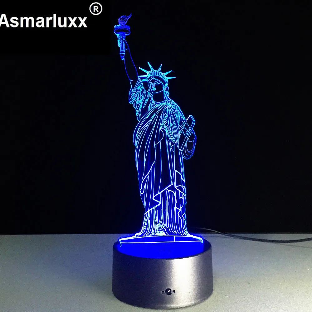 3D ночной Светильник US Liberty сменная лампа для настроения светодиодный светильник 5