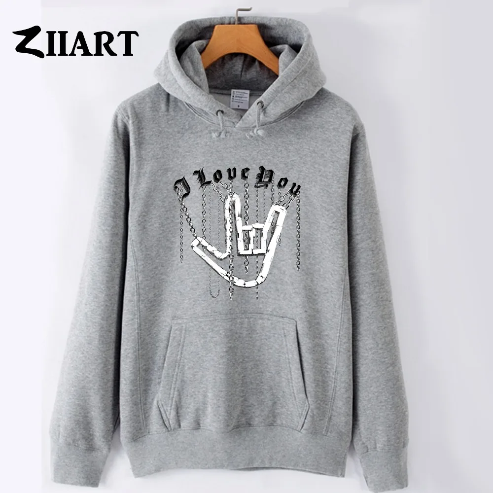 ZIIART цепь Готический я люблю тебя жесты руки тяжелый металл рок Пара Одежда для