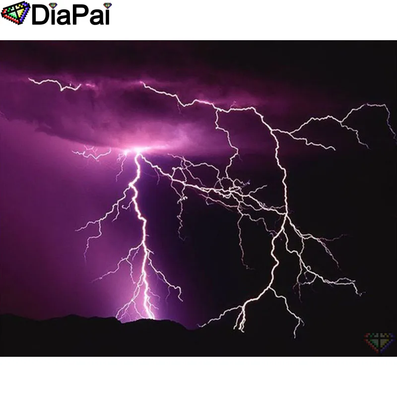 DIAPAI 5D алмазная картина полностью квадратная/круглая &quotМолния пейзаж&quot из