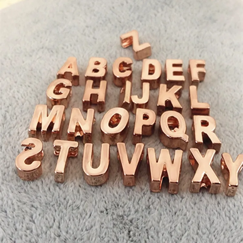 260 шт. новые A-Z из розового золота Алфавит буквы слайд Подвески для DIY ожерелье и