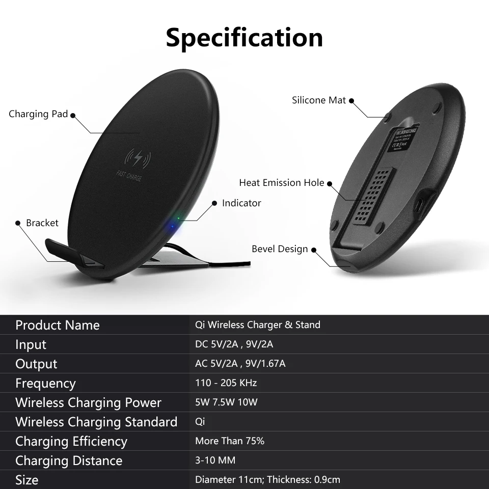 2 в 1 10 Вт Qi беспроводной зарядный держатель для samsung galaxy s9 Быстрое беспроводное зарядное устройство для iPhone XS MAX XR X 8 Plus мобильная зарядка