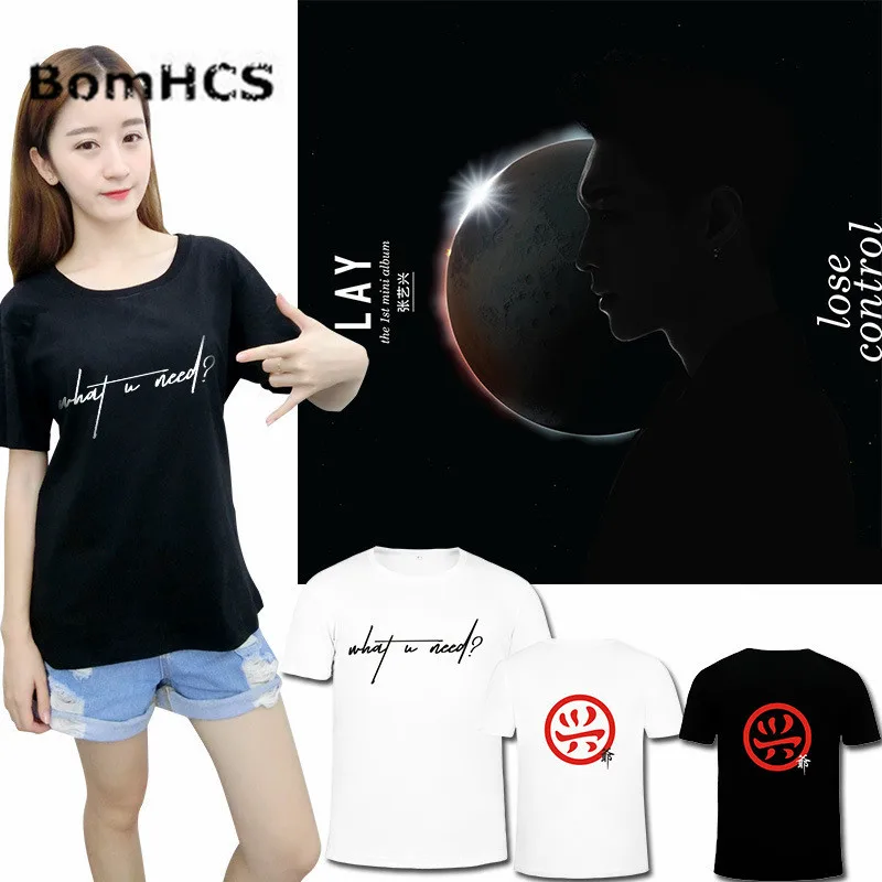 BomHCS Kpop EXO LAY футболка альбом что вам нужно летняя хлопковая с коротким рукавом