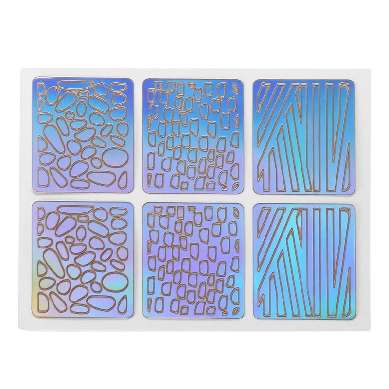 12 Sheets New Nail Irregular Grid Stencil Reusable Manicure Stickers Stamping Template Art Tools Halloween 9.8 | Красота и здоровье