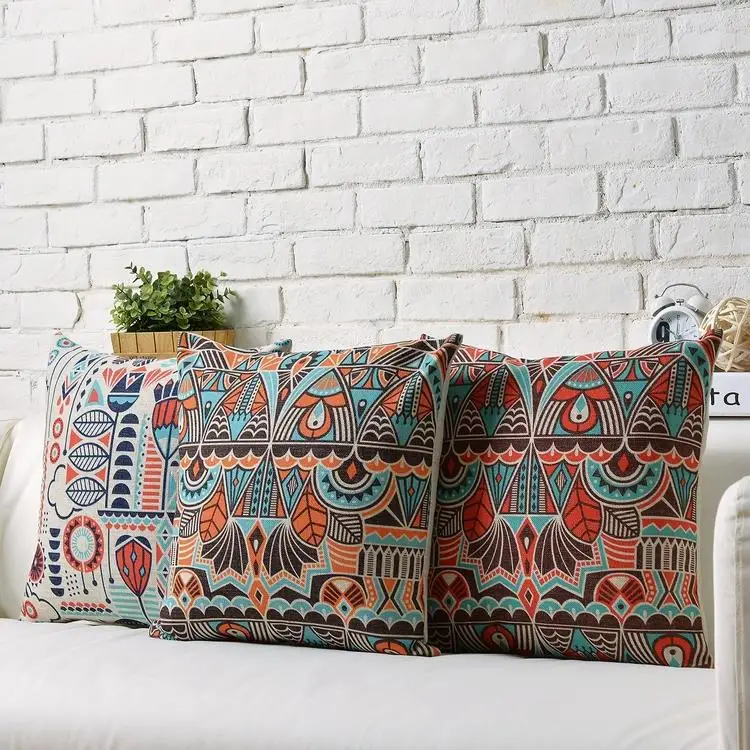 Скандинавские Современные Геометрические богемные полосы льняная Подушка