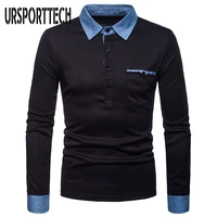 new fashion spring autumn mens polo shirt casual full long sleeve jean collar design polo shirts male top big size men cothing