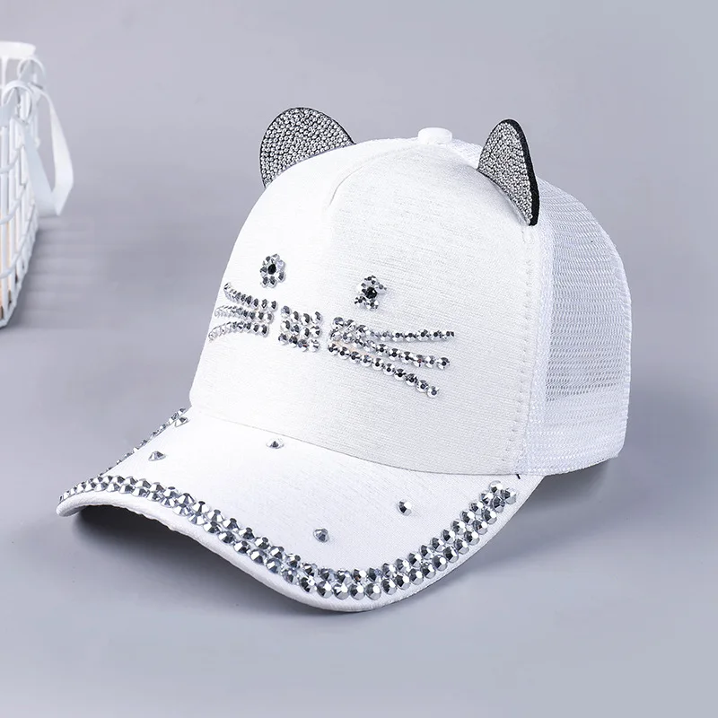 Стразы Snapback Caps Симпатичные с украшением в виде кошачьих ушек героями