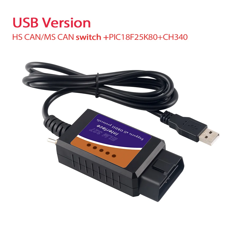 USB Version 1 Kingbolen ELM327 USB/Wifi/Bluetooth чип FTDI считыватель кодов HS CAN/ms может переключаться дополнительно ELM 327 Автомобильный OBD2 диагностический инструмент ELM327 - Цвет: USB Version 1